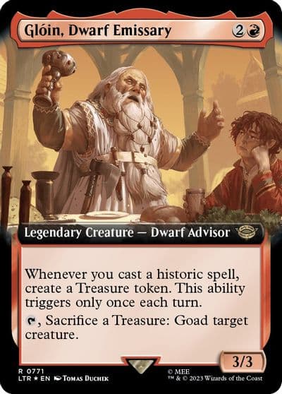 Gloin Dwarf Emissary Extended Art Surge Foil Universes Beyond: The Lord of the Rings: Tales of Middle-earth Magic card