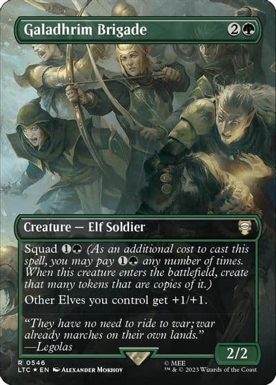 Galadhrim Brigade Borderless Surge Foil Commander: The Lord of the Rings: Tales of Middle-earth Magic card