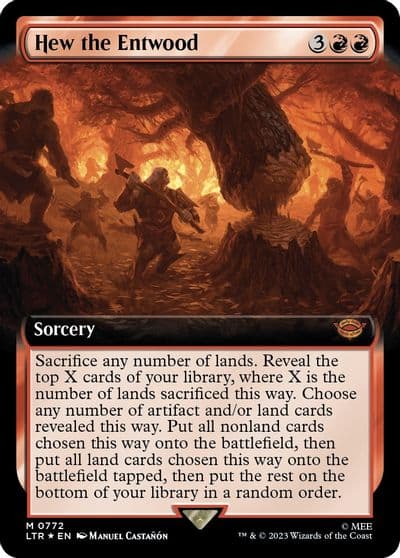 Hew the Entwood Extended Art Surge Foil Universes Beyond: The Lord of the Rings: Tales of Middle-earth Magic card
