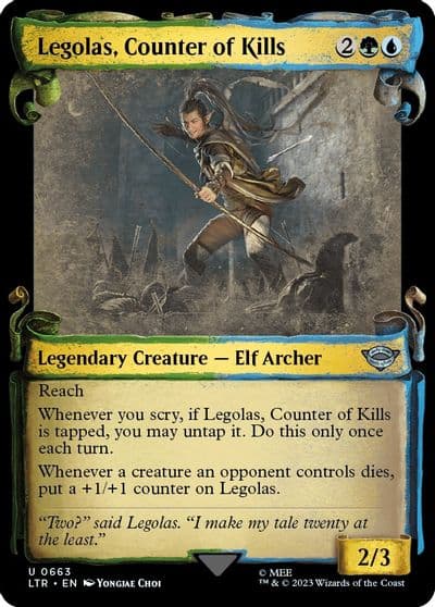 Legolas Counter of Kills Showcase Scrolls Universes Beyond: The Lord of the Rings: Tales of Middle-earth Magic card