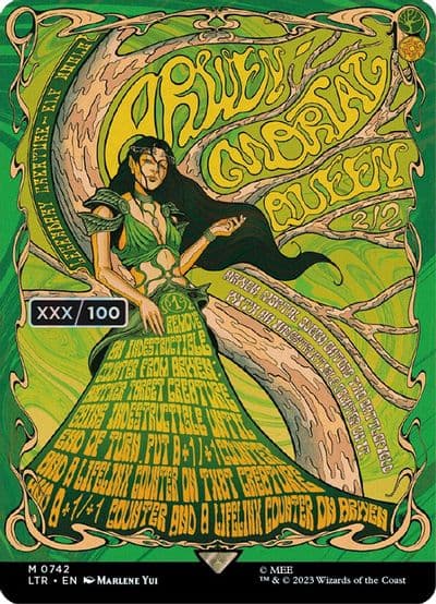 Arwen Mortal Queen Borderless Poster Serial Numbered Universes Beyond: The Lord of the Rings: Tales of Middle-earth Magic card