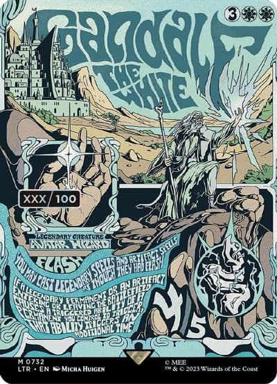 Gandalf the White Borderless Poster Serial Numbered Universes Beyond: The Lord of the Rings: Tales of Middle-earth Magic card