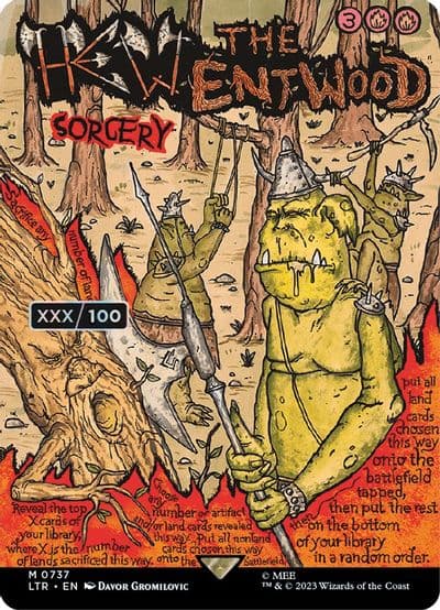 Hew the Entwood Borderless Poster Serial Numbered Universes Beyond: The Lord of the Rings: Tales of Middle-earth Magic card