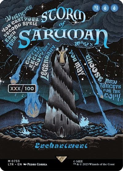 Storm of Saruman Borderless Poster Serial Numbered Universes Beyond: The Lord of the Rings: Tales of Middle-earth Magic card