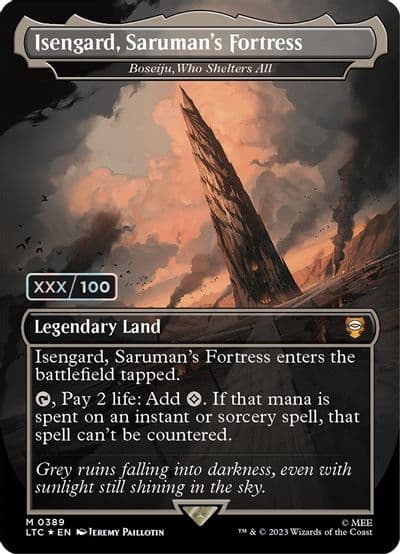 Isengard Sarumans Fortress Boseiju Who Shelters All Borderless Serial Numbered Commander: The Lord of the Rings: Tales of Middle-earth Magic card