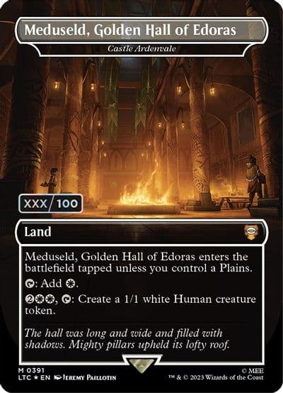 Meduseld Golden Hall of Edoras Castle Ardenvale Borderless Serial Numbered Commander: The Lord of the Rings: Tales of Middle-earth Magic card