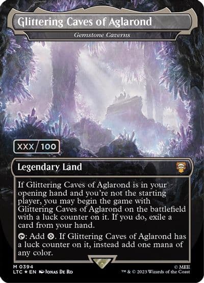 Glittering Caves of Aglarond Gemstone Caverns Borderless Serial Numbered Commander: The Lord of the Rings: Tales of Middle-earth Magic card