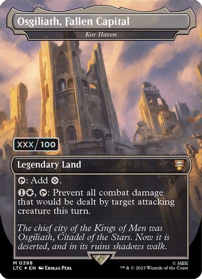 Osgiliath Fallen Capital Kor Haven Borderless Serial Numbered Commander: The Lord of the Rings: Tales of Middle-earth Magic card