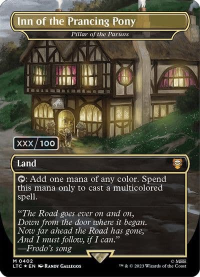 Inn of the Prancing Pony Pillar of the Paruns Borderless Serial Numbered Commander: The Lord of the Rings: Tales of Middle-earth Magic card