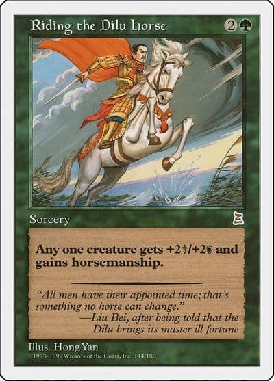 Riding the Dilu Horse Portal Three Kingdoms Magic card