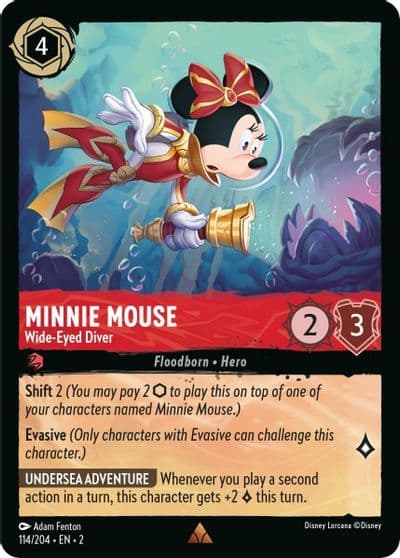Minnie Mouse Wide Eyed Diver Rise of the Floodborn Lorcana card