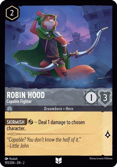 Robin Hood Capable Fighter Rise of the Floodborn Lorcana card
