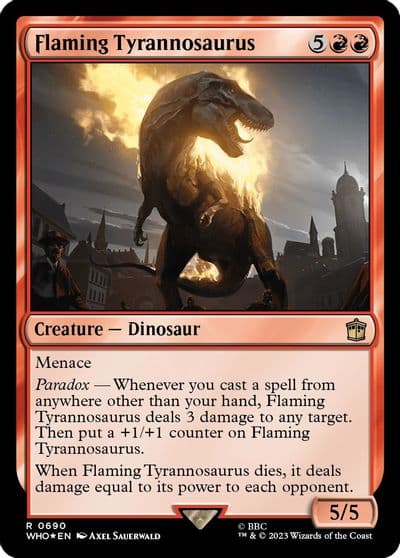 Flaming Tyrannosaurus Surge Foil Universes Beyond: Doctor Who Magic card