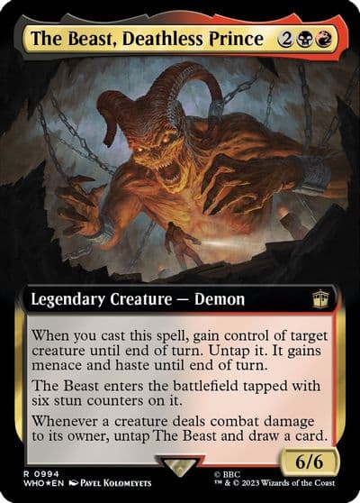 The Beast Deathless Prince Extended Art Surge Foil Universes Beyond: Doctor Who Magic card