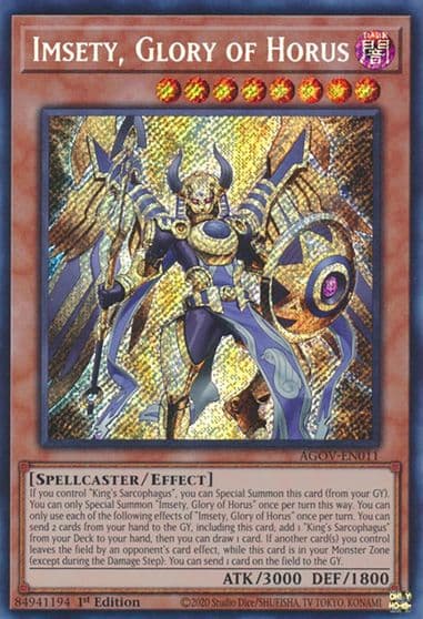 Imsety Glory of Horus Age of Overlord Yu-Gi-Oh! card