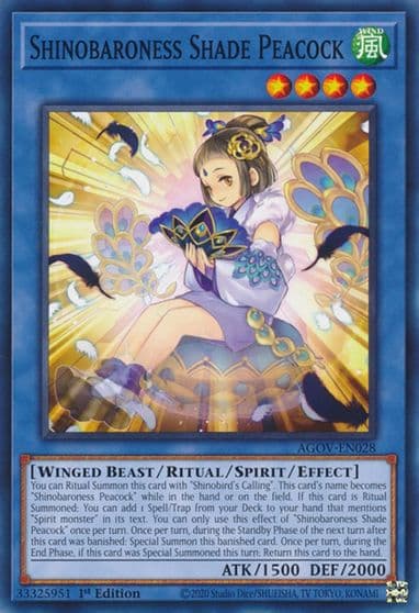 Shinobaroness Shade Peacock Age of Overlord Yu-Gi-Oh! card