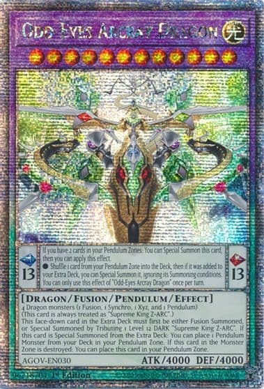 Odd Eyes Arcray Dragon Quarter Century Secret Rare Age of Overlord Yu-Gi-Oh! card