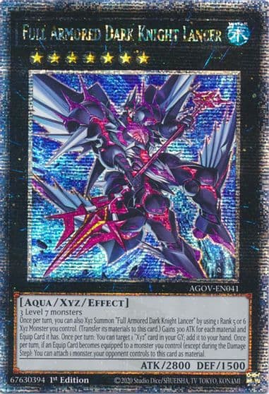 Full Armored Dark Knight Lancer Quarter Century Secret Rare Age of Overlord Yu-Gi-Oh! card