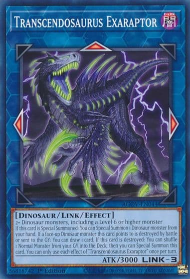 Transcendosaurus Exaraptor Age of Overlord Yu-Gi-Oh! card