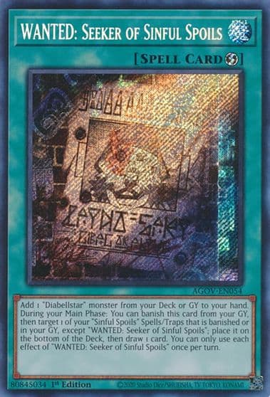 WANTED Seeker of Sinful Spoils Age of Overlord Yu-Gi-Oh! card