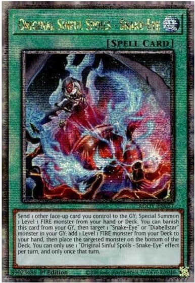 Original Sinful Spoils Snake Eye Quarter Century Secret Rare Age of Overlord Yu-Gi-Oh! card