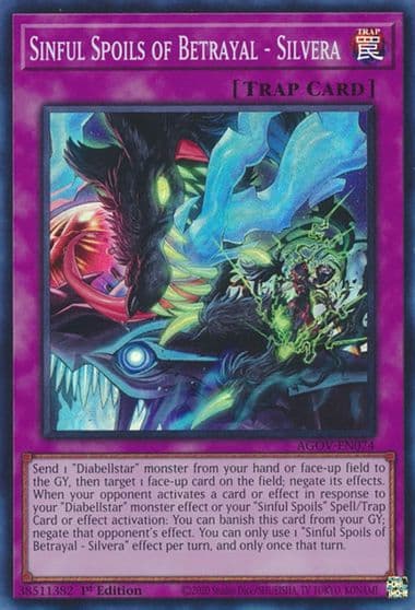 Sinful Spoils of Betrayal Silvera Age of Overlord Yu-Gi-Oh! card