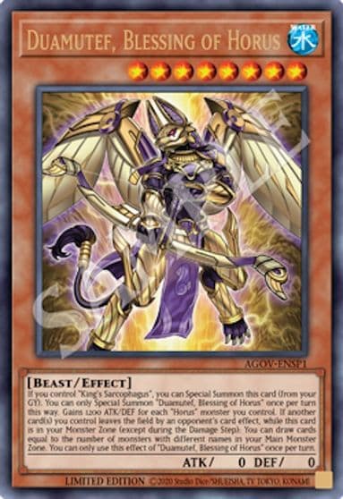 Duamutef Blessing of Horus AGOV ENSP1 Age of Overlord Yu-Gi-Oh! card
