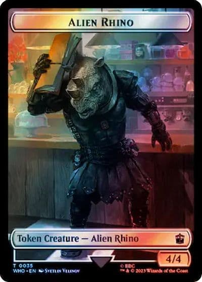 Alien Rhino Food 0059 Double Sided Token Surge Foil Universes Beyond: Doctor Who Magic card