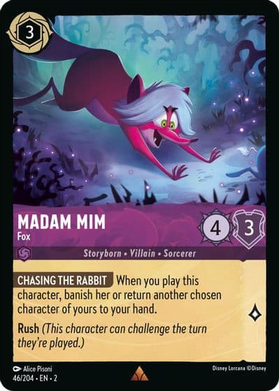 Madam Mim Fox Rise of the Floodborn Lorcana card
