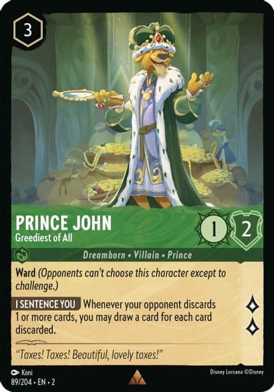 Prince John Greediest of All Rise of the Floodborn Lorcana card