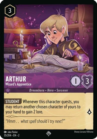 Arthur Wizards Apprentice Rise of the Floodborn Lorcana card