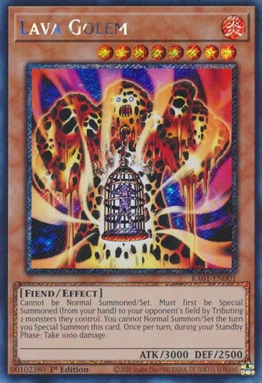 Lava Golem Platinum Secret Rare 25th Anniversary Rarity Collection Yu-Gi-Oh! card