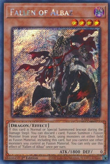 Fallen of Albaz Platinum Secret Rare 25th Anniversary Rarity Collection Yu-Gi-Oh! card