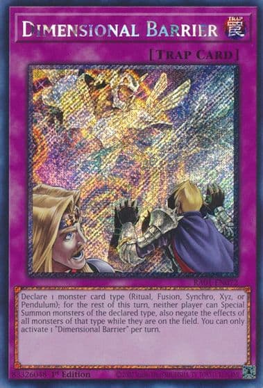 Dimensional Barrier Platinum Secret Rare 25th Anniversary Rarity Collection Yu-Gi-Oh! card