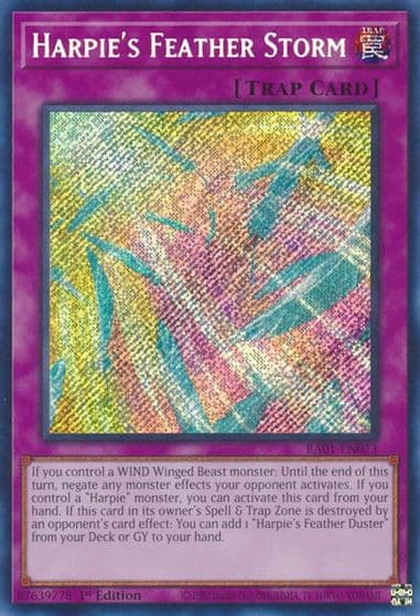 Harpies Feather Storm Secret Rare 25th Anniversary Rarity Collection Yu-Gi-Oh! card