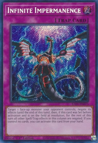 Infinite Impermanence Secret Rare 25th Anniversary Rarity Collection Yu-Gi-Oh! card