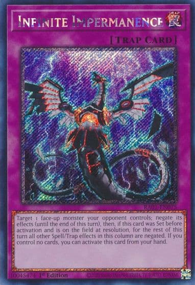 Infinite Impermanence Platinum Secret Rare 25th Anniversary Rarity Collection Yu-Gi-Oh! card