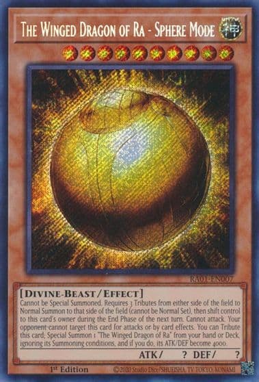The Winged Dragon of Ra Sphere Mode Secret Rare 25th Anniversary Rarity Collection Yu-Gi-Oh! card