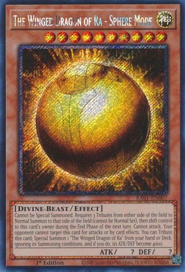 The Winged Dragon of Ra Sphere Mode Platinum Secret Rare 25th Anniversary Rarity Collection Yu-Gi-Oh! card
