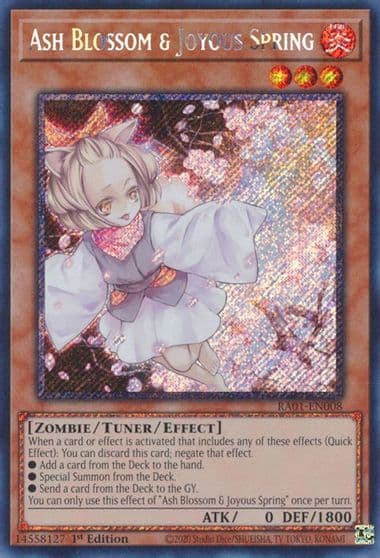 Ash Blossom and Joyous Spring Platinum Secret Rare 25th Anniversary Rarity Collection Yu-Gi-Oh! card