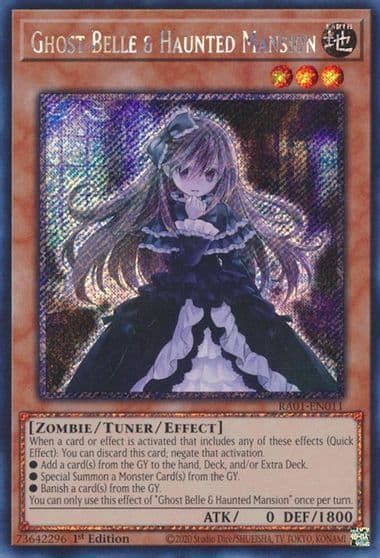 Ghost Belle and Haunted Mansion Platinum Secret Rare 25th Anniversary Rarity Collection Yu-Gi-Oh! card