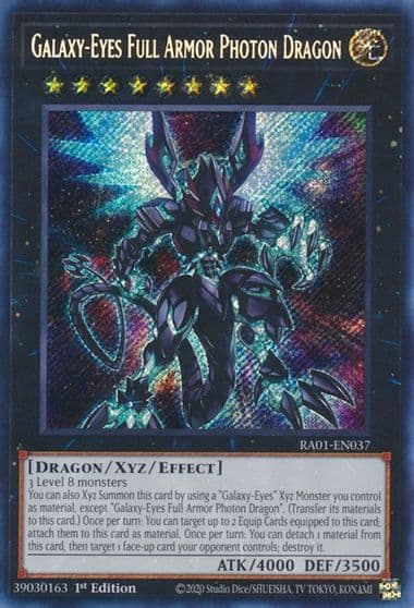Galaxy Eyes Full Armor Photon Dragon Secret Rare 25th Anniversary Rarity Collection Yu-Gi-Oh! card