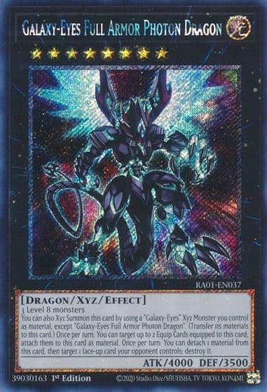 Galaxy Eyes Full Armor Photon Dragon Platinum Secret Rare 25th Anniversary Rarity Collection Yu-Gi-Oh! card