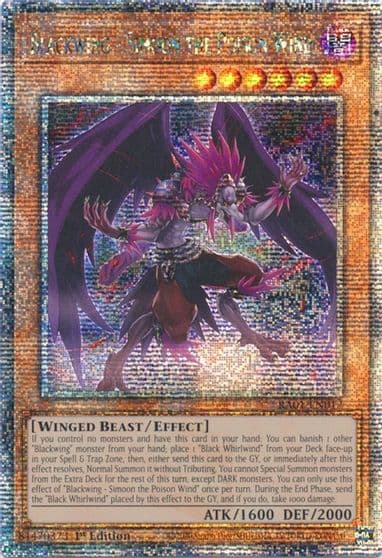 Blackwing Simoon the Poison Wind Quarter Century Secret Rare 25th Anniversary Rarity Collection Yu-Gi-Oh! card