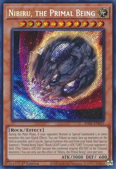 Nibiru the Primal Being Secret Rare 25th Anniversary Rarity Collection Yu-Gi-Oh! card