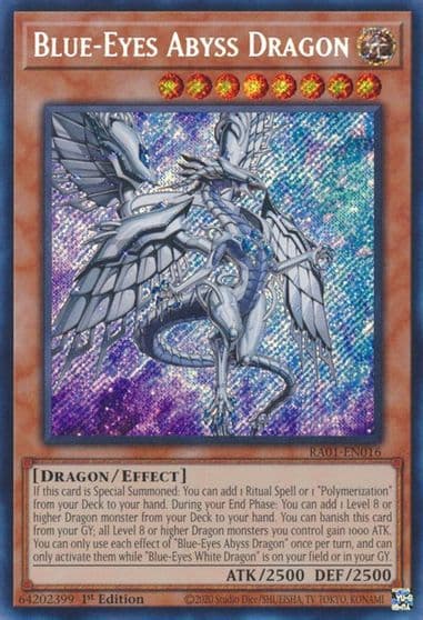 Blue Eyes Abyss Dragon Secret Rare 25th Anniversary Rarity Collection Yu-Gi-Oh! card