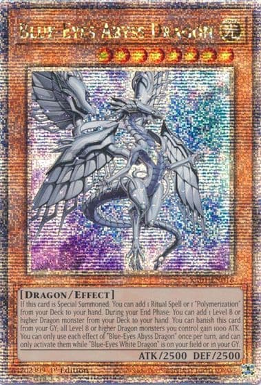 Blue Eyes Abyss Dragon Quarter Century Secret Rare 25th Anniversary Rarity Collection Yu-Gi-Oh! card