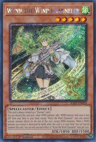 Wynn the Wind Channeler Platinum Secret Rare 25th Anniversary Rarity Collection Yu-Gi-Oh! card