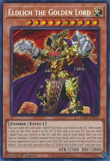 Eldlich the Golden Lord Secret Rare 25th Anniversary Rarity Collection Yu-Gi-Oh! card