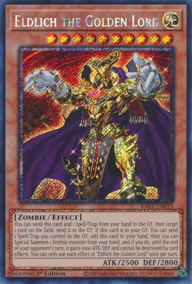 Eldlich the Golden Lord Platinum Secret Rare 25th Anniversary Rarity Collection Yu-Gi-Oh! card
